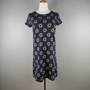 Boden Coralie Sunburst T-Shirt Jersey Dress in Navy Gold Size 4